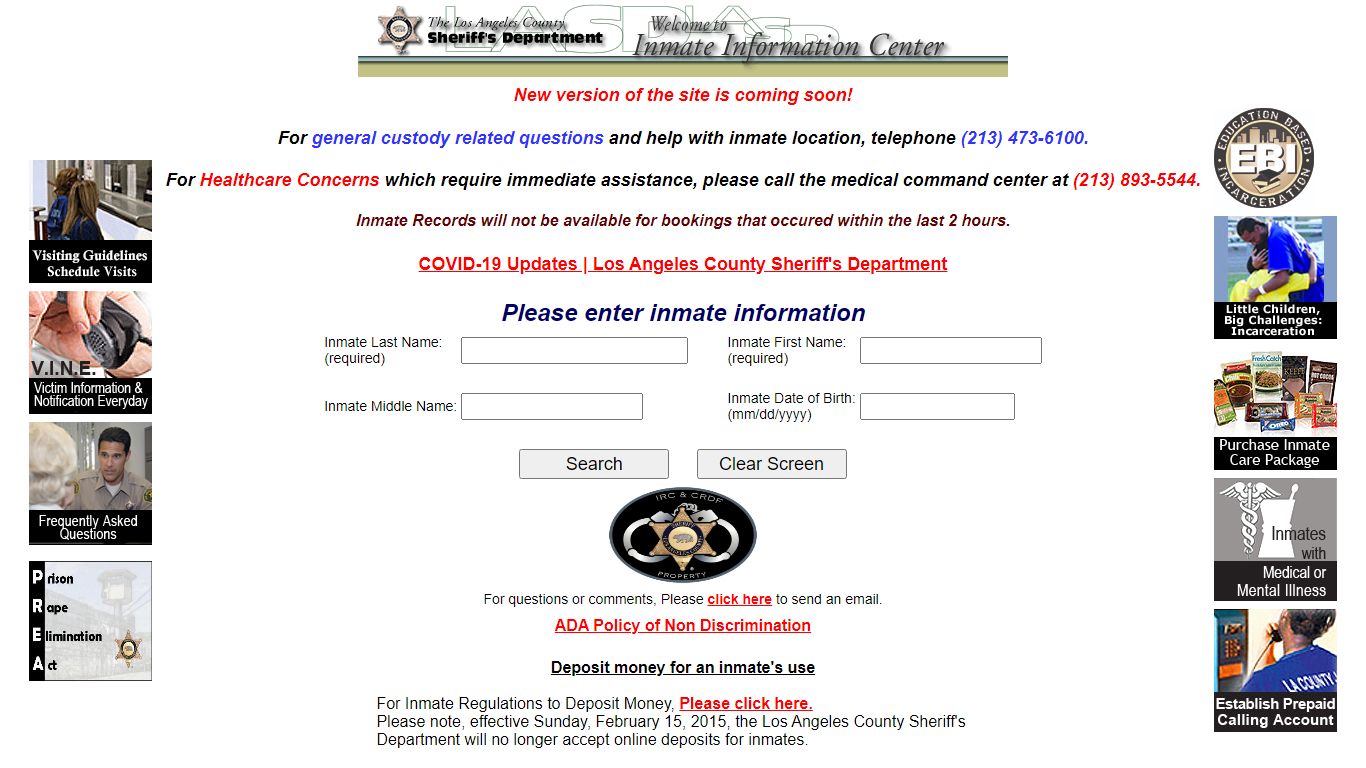 LASD Inmate Information Center - Inmate Search